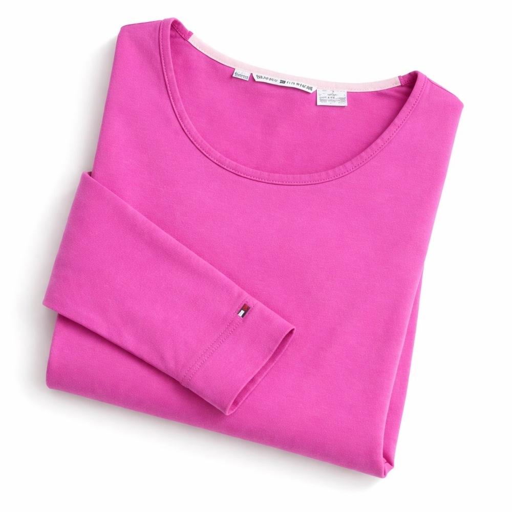 Tommy Hilfiger Pink Stretch Long Sleeve Top | Size S |Classic Preppy Essential